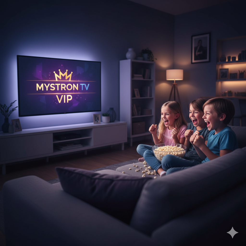 Enfants regardant MYSTRON TV VIP